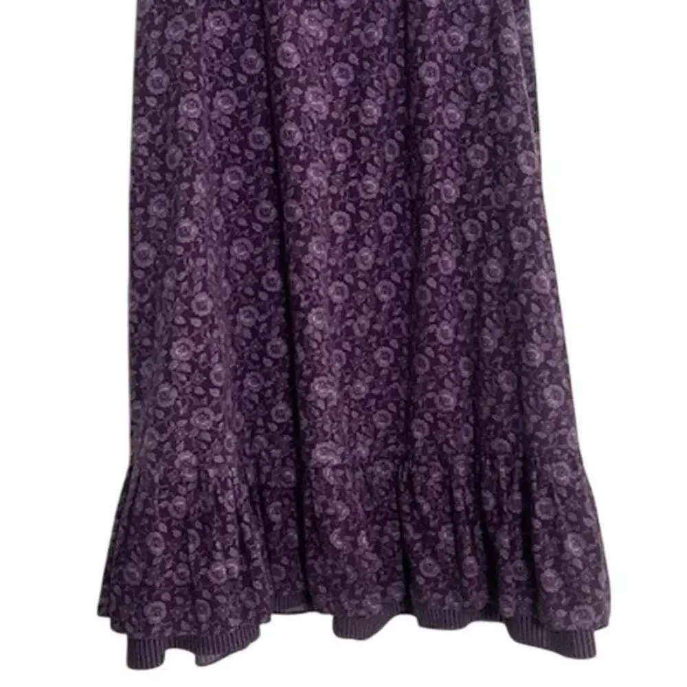 Gunnies Gunne Sax Vintage Skirt Floral Purple Ruffle Hem Prairie Cottagecore - Picture 9 of 13